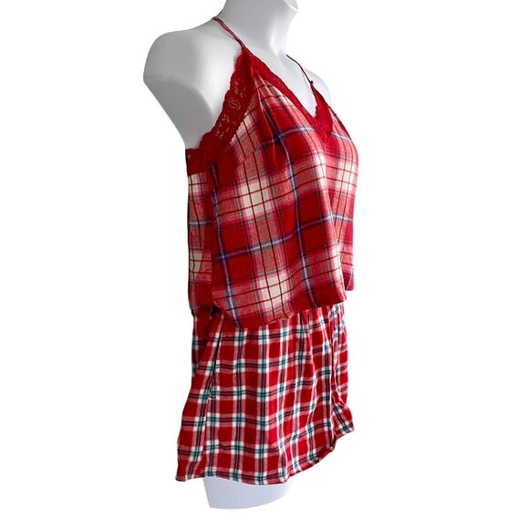 Colsie 2 Piece Red Plaid Lace Trim Pajama Set Tank Shorts NEW NWT - Picture 4 of 14